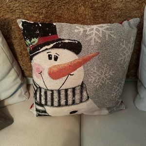 Holiday snowman throw pillow